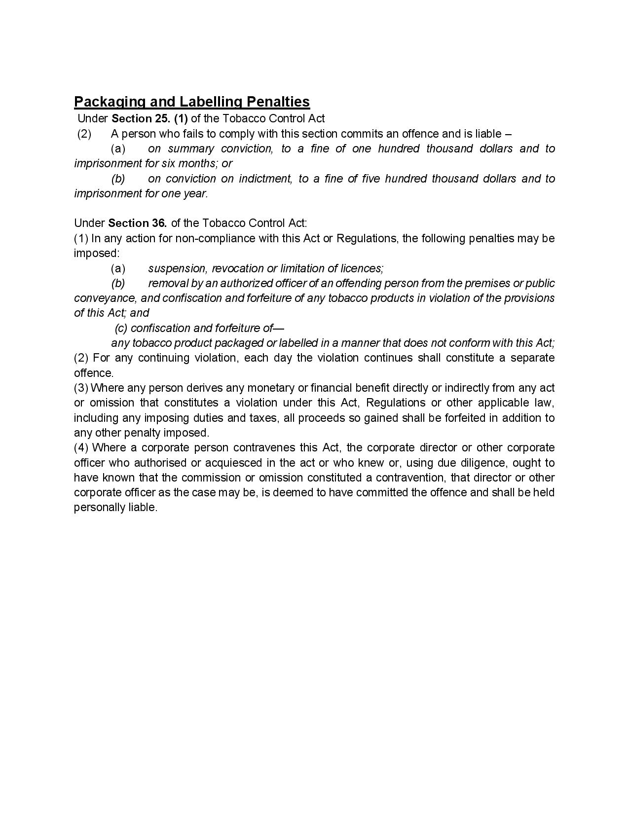 Packaging and Labeling Requirements for Tobacco Products under the Tobacco Control Act page 4