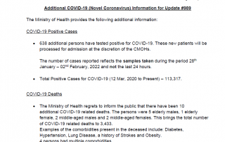 COVID-19 UPDATE - Thursday 03rd February 2022