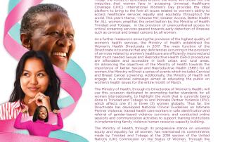 International Women's Day Message from the Ministry of Health