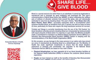Message from the Minister of Health for World Blood Donor Day 2023