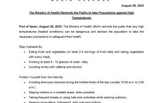Media Release - The Ministry of Health Reminds the Public to take Precautions against High Temperatures