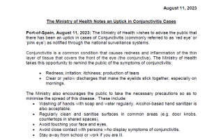 Media Release - The Ministry of Health Notes an Uptick in Conjunctivitis Cases