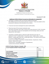 COVID-19 UPDATE - Monday 22nd November 2021