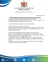 COVID-19 UPDATE - Monday 20th December 2021