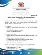 Media Release - The Ministry of Health Reminds the Public to take Precautions against High Temperatures