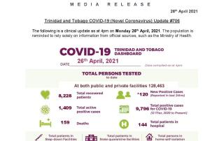 COVID-19 UPDATE - Monday 26th April, 2021
