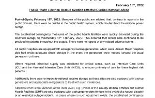 Public Health Electrical Backup Systems Effective During Electrical Outage