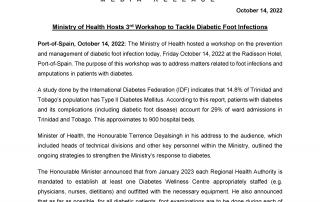 Media Release - Ministry of Health Hosts 3rd Workshop to Tackle Diabetic Foot Infections