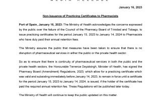 Non-Issuance of Practicing Certificates to Pharmacists