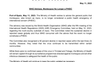 Media Release - WHO Advises, Monkeypox No Longer a PHEIC