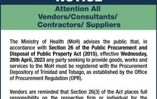 Attention All Vendors/Consultants/Contractors/Suppliers: Public Procurement and Disposal of Public Property Act (2015)